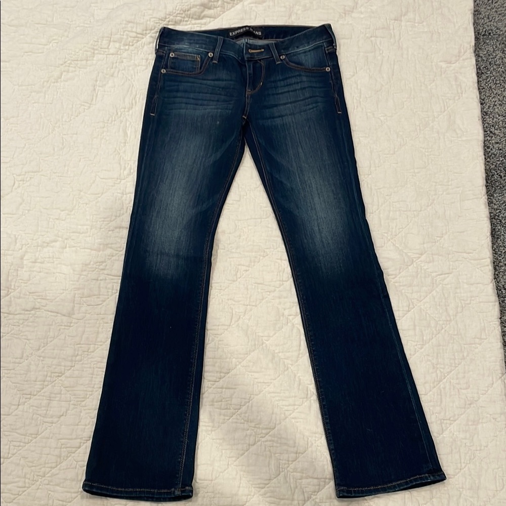 Express Blue Barely Boot Cut low rise Jeans Classic Denim